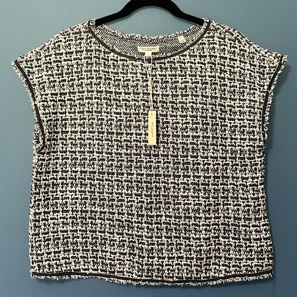 Max Stupid London NWT Tweed Checkered Black & White Top Size Large - Picture 1 of 9
